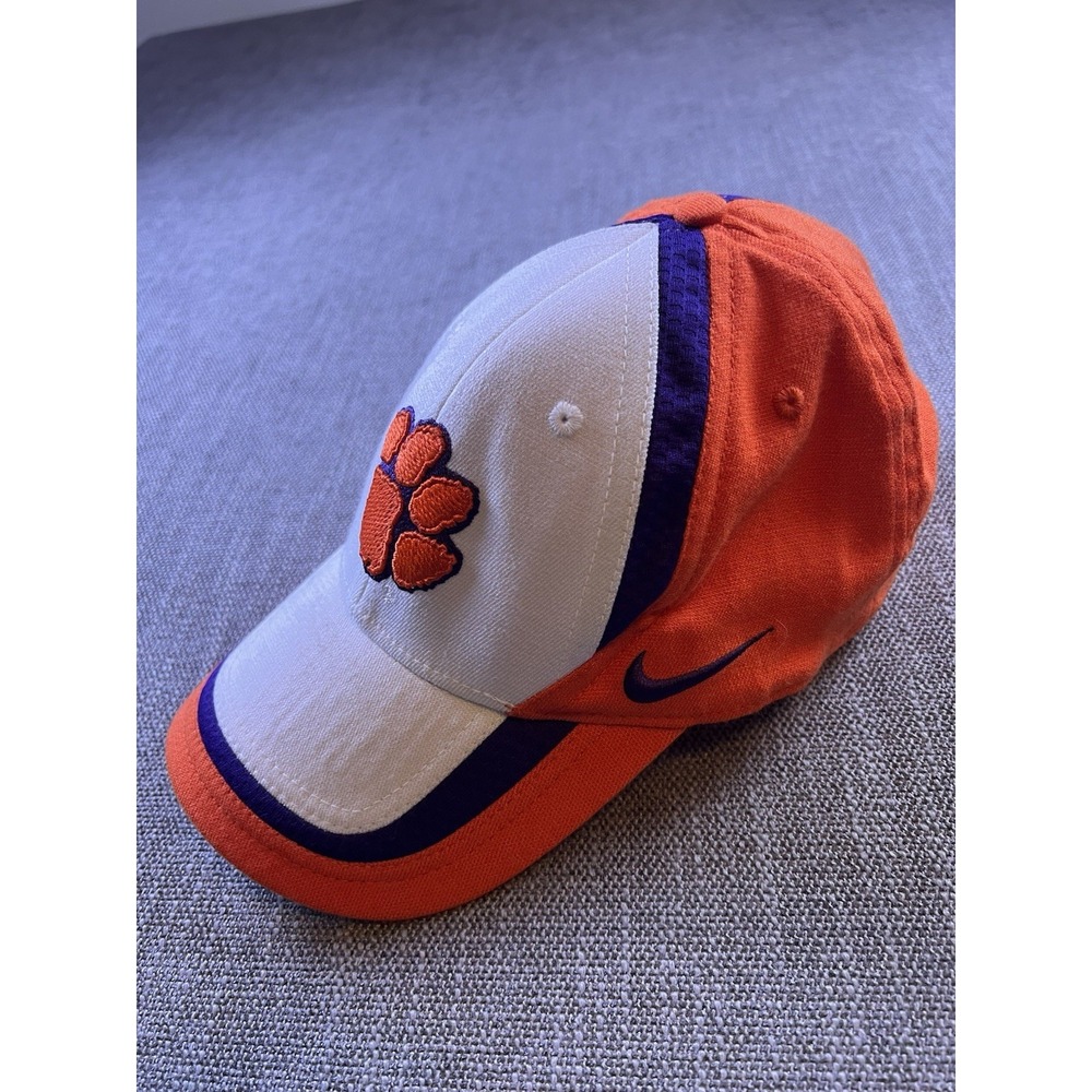 Vintage Nike Team Clemson Tigers Cap Hat Men Fitted M/L 90's Orange White Purple